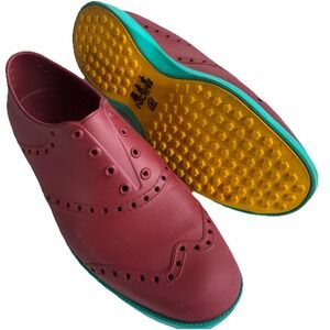 BIION The Oxford Spikeless Golf Shoes Maroon Teal Women's 9 (Men's 7)